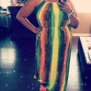 Multi maxi dress. Island vibes!!!